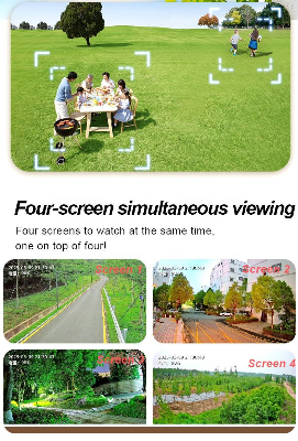 Picture of 4G Sim Solar IP Camera 4 Lens 4 Camera View  Dual Soler 16000mAh Battery Backup AOV Technology CCTV Camera Waterproof, NIGHT VISION, Two-Way Audio, motion detection Security Camera