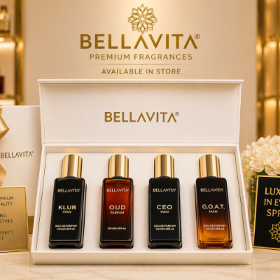 Picture of BellaVita Perfume Gift Set for Men 4x20ml Includes KLUB, OUD, CEO &amp;amp;amp;amp;amp;amp;amp;amp;amp;amp;amp; GOAT 80ml