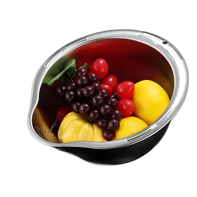 Picture of Rice Washer Strainer Bowl Stainless Steel 304 Rice Washing Bowl Rice Sieve Colander Fruit And Vegetable Strainer Kitchen Tools