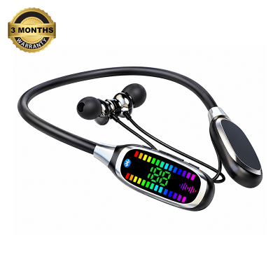 Picture of KG20 Wireless Neckband Headset - Hi-Res Audio Bluetooth Earphone with Smart LED Display, Extra Bass & Long Battery Life - Black