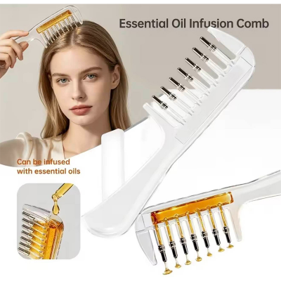 Picture of Transparent Refillable Essential Oil Hair Comb Scalp Care Applicator Brush Oil Distribution Comb Home Hair Beauty Styling Tool