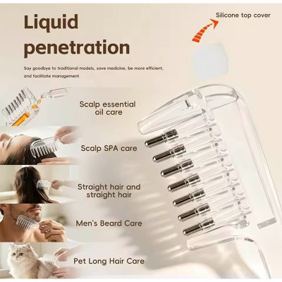 Picture of Transparent Refillable Essential Oil Hair Comb Scalp Care Applicator Brush Oil Distribution Comb Home Hair Beauty Styling Tool