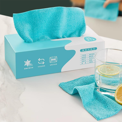 Picture of 20Pcs/box Microfiber Towel Absorbent Kitchen Cleaning Dishcloth Non-stick Oil Dish Rags Napkins Tableware Home Cleaning Towels