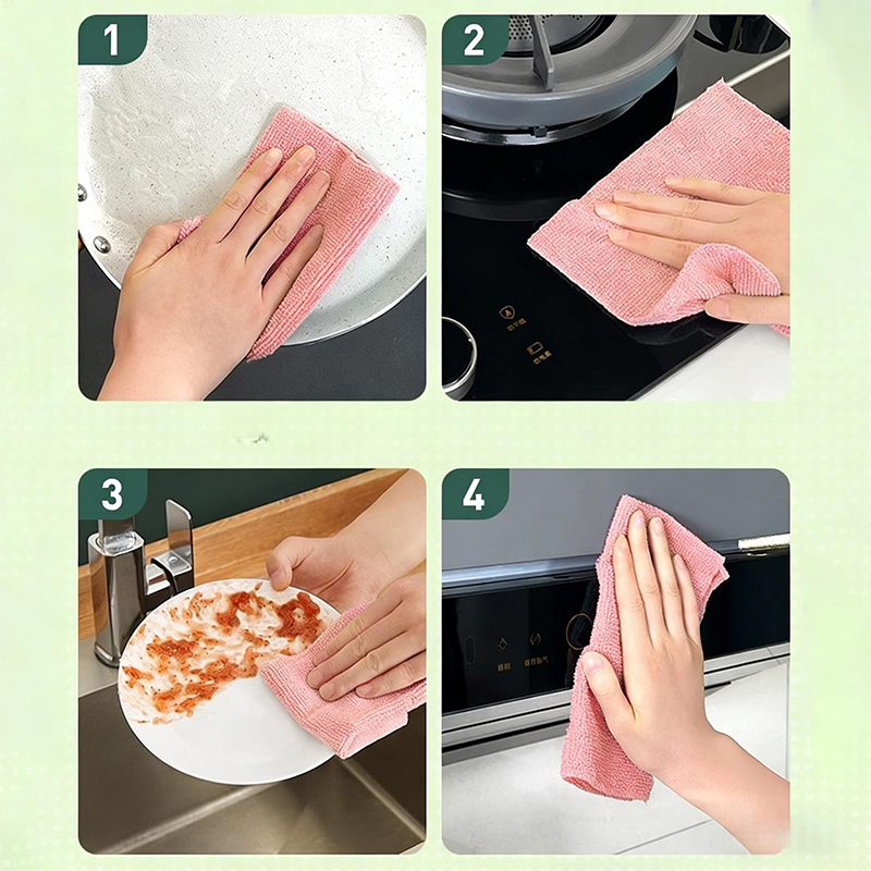 Picture of 20Pcs/box Microfiber Towel Absorbent Kitchen Cleaning Dishcloth Non-stick Oil Dish Rags Napkins Tableware Home Cleaning Towels