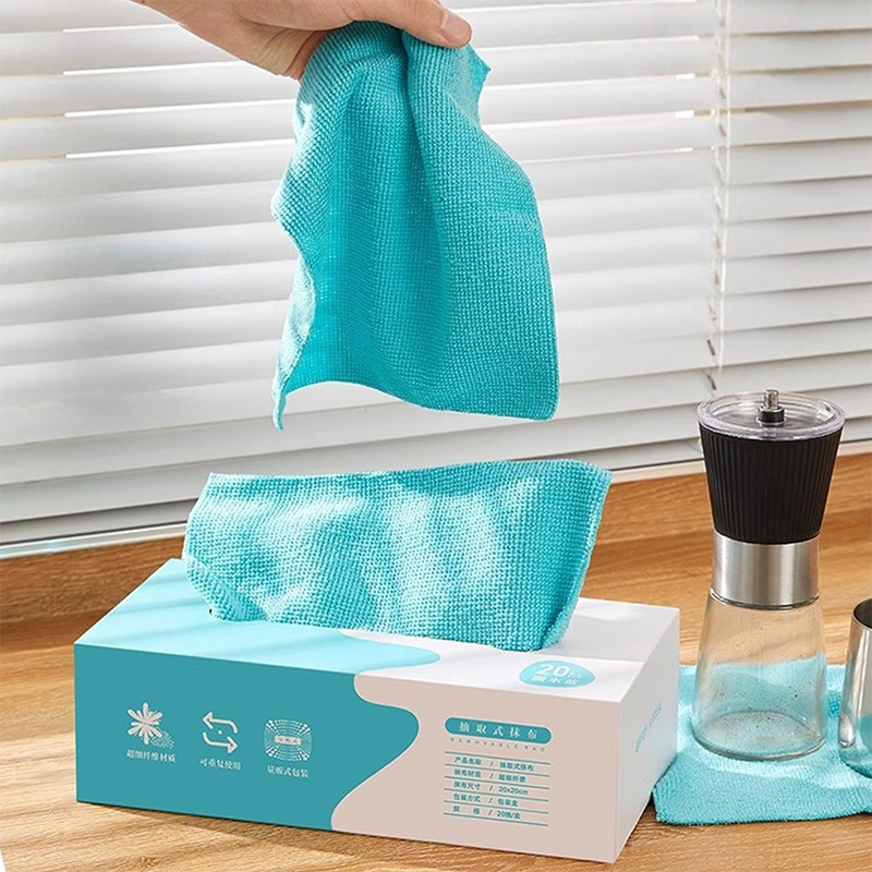 Picture of 20Pcs/box Microfiber Towel Absorbent Kitchen Cleaning Dishcloth Non-stick Oil Dish Rags Napkins Tableware Home Cleaning Towels