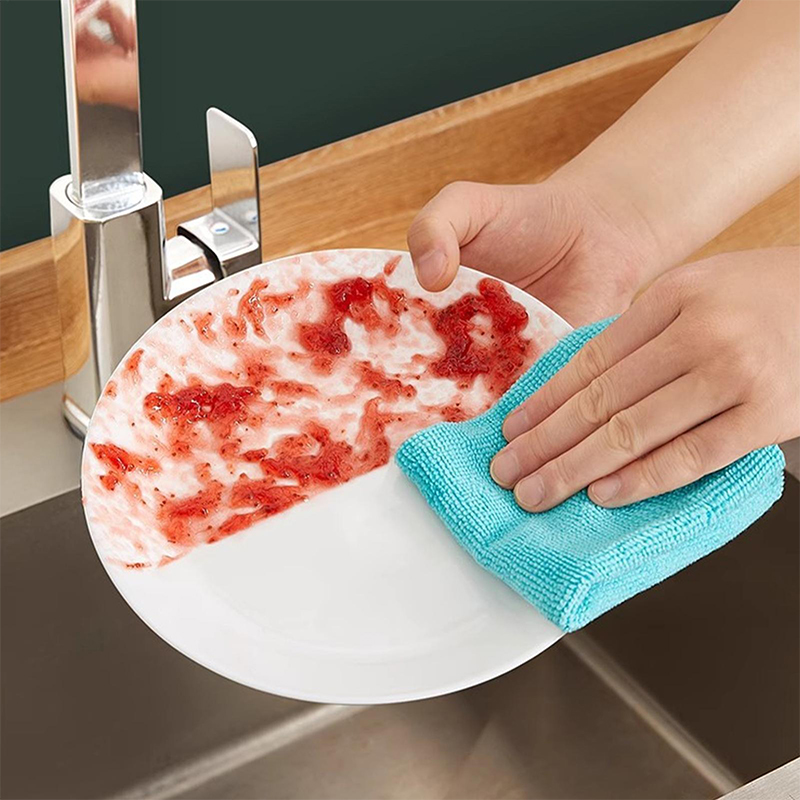 Picture of 20Pcs/box Microfiber Towel Absorbent Kitchen Cleaning Dishcloth Non-stick Oil Dish Rags Napkins Tableware Home Cleaning Towels