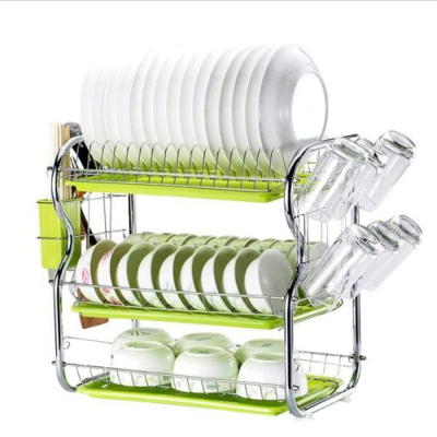 Picture of Dish Rack , 3 lier Dish Rack Stainless Steel Dish Drainer Utensil Holder, Cutting Board Holder with Removable Drain Board for Kitchen CountertDish Rack , 3 lier Dish Rack Stainless Steel Dish Drainer Utensil Holder, Cutting Board Holder with Removable Drain Board for Kitchen Countert