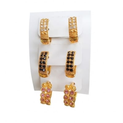 Picture of Ear Rings Set 3 Pairs / 6 Pcs Stylish ans Small metal Stud Earrings - Women 10 MM
