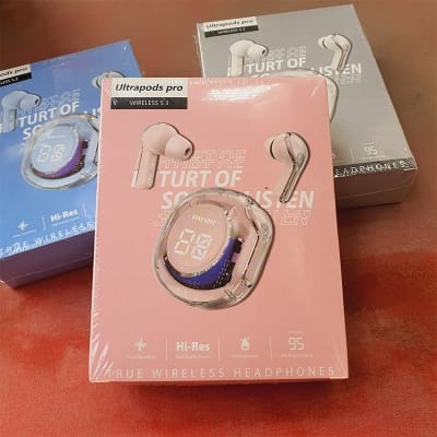 Picture of Ultra Pods Pro Wireless Earbuds With Display Transparpent Design Bluetooth 5.3 Waterproof