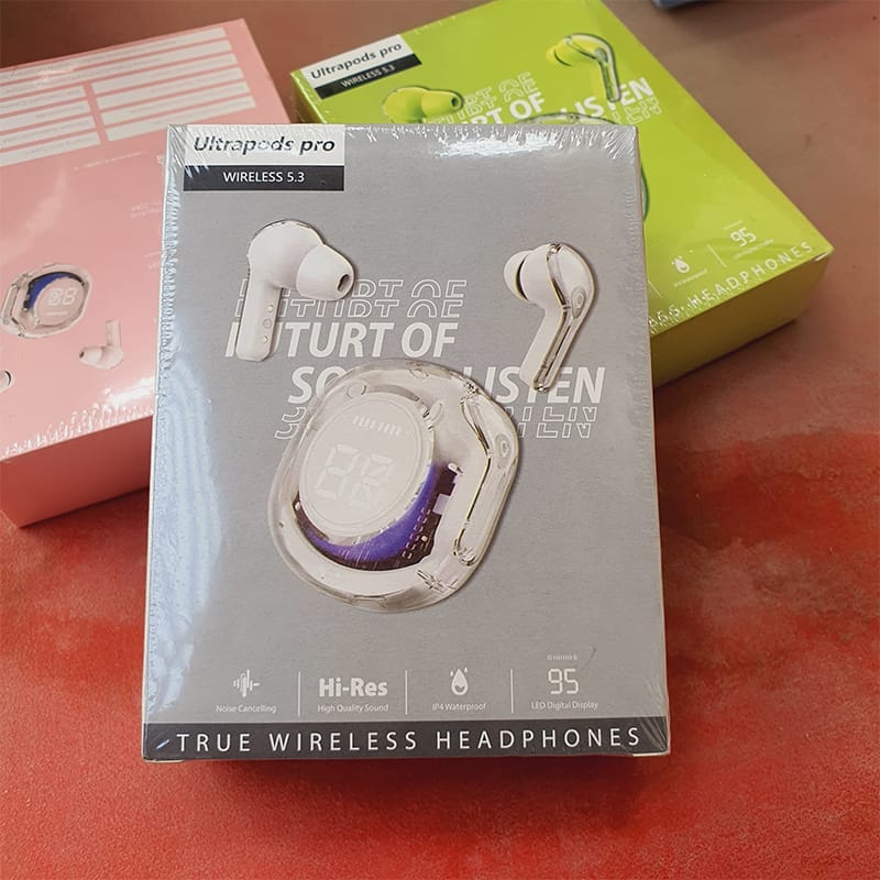 Picture of Ultra Pods Pro Wireless Earbuds With Display Transparpent Design Bluetooth 5.3 Waterproof