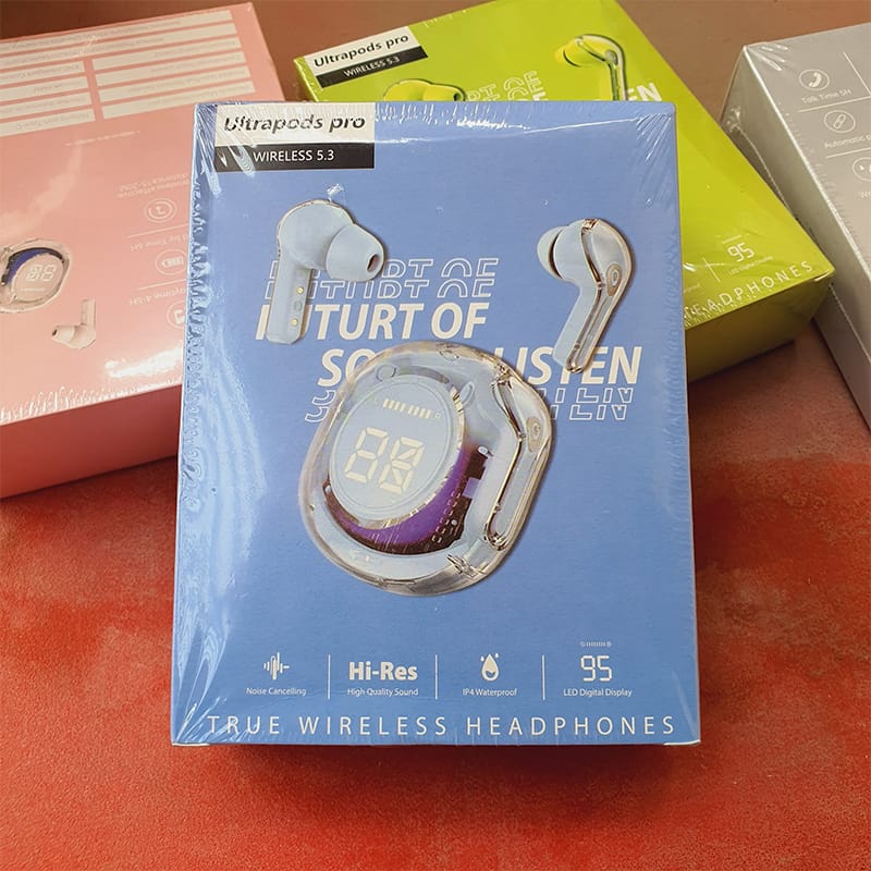 Picture of Ultra Pods Pro Wireless Earbuds With Display Transparpent Design Bluetooth 5.3 Waterproof
