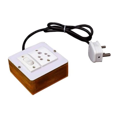 Picture of High Quality 1 Meter Handmade Wooden Multi plug (Heavy Duty + Long lasting) with Universal Socket 100% Copper Cable - Multi Plug