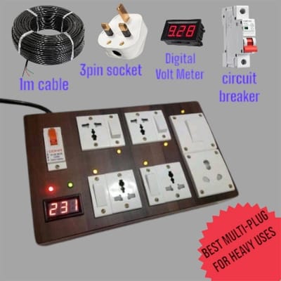 Picture of Universal 5 sockets with volt meter and circuit breaker for heavy uses - multi plug