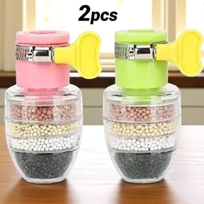 Picture of 2Pcs Rotatable Faucet Filter Head with 6-Layer Activated Carbon, Splash Proof Tap Purifier for Kitchen and Bathroom Water Saving