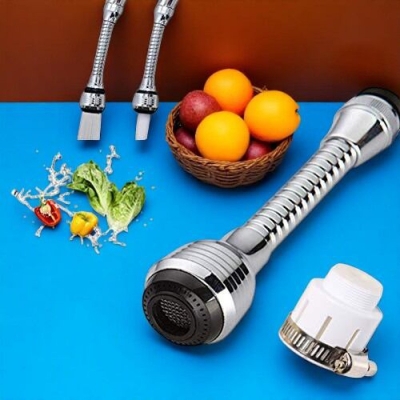 Picture of 2pcs Turbo Flex Water Filter – Stainless Steel 360° Faucet Sprayer – Rotatable Jet Nozzle – Water Saving Extender for Kitchen & Bathroom Sink
