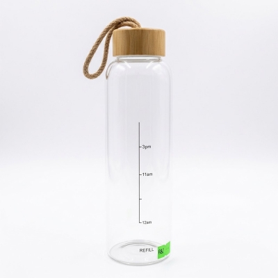 Picture of Wooden Lid borosilicate Glass water bottle
