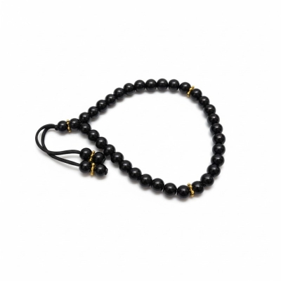 Picture of Premium Handcrafted Black Onyx Prayer Beads with Gold Filigree Accents for Meditation, Yoga, and Spiritual Grounding, Perfect for Daily Dhikr, Stress Relief, and Enhancing Mindfulness with Elegant Greek Komboloi Style Aesthetics.