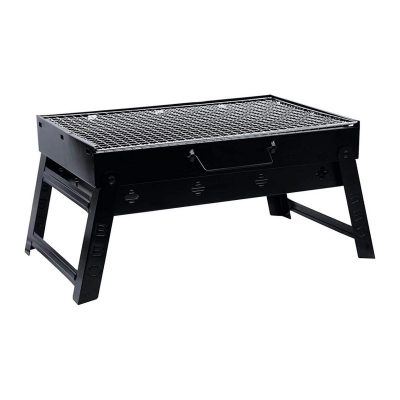 Picture of TL-353  Stainless Steel Portable Travel Folding Barbecue BBQ Charcoal Grill with Legs - Silver Chrome, Lightweight, Foldable - for Camping, Picnic, Outdoor - Travel (Large 36 x 29 x 6.8 cm) Olive Green-Black