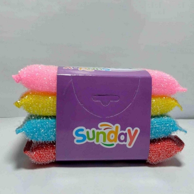 Picture of Smart Design Scrub Sponge with Bamboo Odorless Rayon Fiber - Ultra Absorbent - Soft & Scrubber Side - Cleaning, Dishes, & Hard Stains - Kitchen (Non-Scratch) [Primary] - 4-Pack-Multicolor