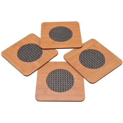 Picture of 4 pcs set (M size) Insulation Heat Table Pad Coasters Eco-Friendly Tableware in Random Shape (16x16 cm)-Brown