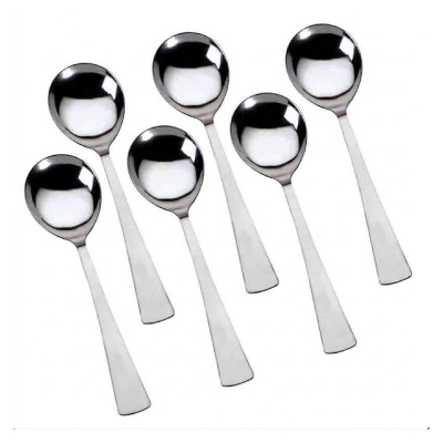Picture of 6 pcs small Size Stainless Steel  Soup Spoon Set of 6 Pieces, Soup Spoon, Cereal Spoon, Soba Spoon, Bouillon Spoon - kitchen accessories-Silver
