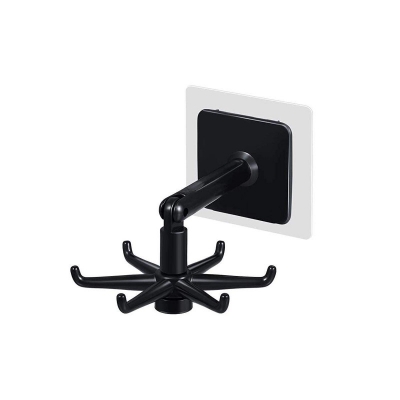 Picture of 1 Pieces 360 Rotating Folding Hook Self-Adhesive 180 Degrees Vertical Flip Hook Waterproof Utility Hook for Home Bathroom Potty Seat Kitchen Office Towel, Black, White-Multicolor