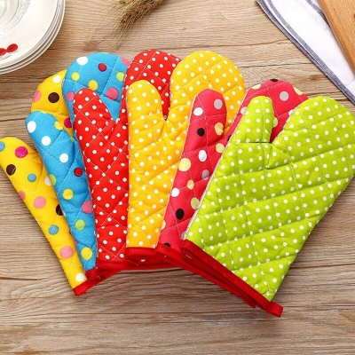Picture of 1Pcs Anti-scalding Oven Gloves Kitchen Gadgets Printed Dots Heat Insulation Pad Gloves Hand Clip Tray Holder-Multicolor