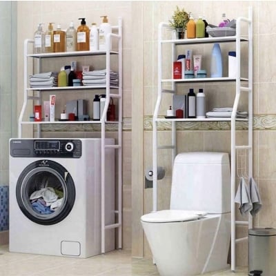 Picture of Washing Machine Rack, Bathroom Storage Shelf Over Toilet Space Saver | Clothing Racks Over The Toilet Storage Shelf Bathroom Space Saving Organizer Rack,B,Toilet Rack-White