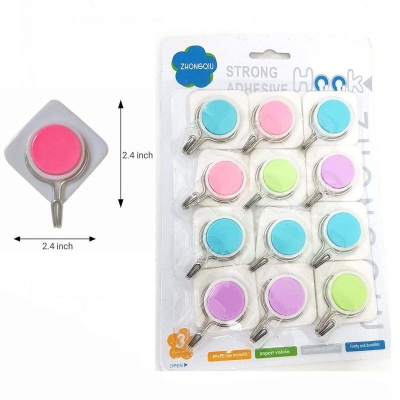 Picture of Strong Adhesive Wall Hook 12pcs set multicolor 2.5 kg weight copacity-Multicolor