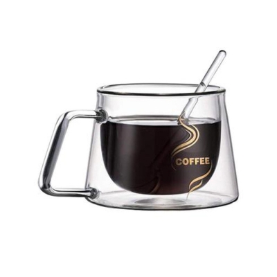 Picture of High Borosilicate 350ml Heat Resistant Double Wall Glass Coffee Cup, Eco-Friendly Design for Tea, Coffee, and Water - 16oz Transparent Sublimation Glass Cup (1 pc).