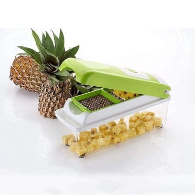 Picture of 12 in 1 (Nicer Dicer) Fruit & Vegetable Chopper, Graters, Slicer, juicer, Chipser, Dicer, Cutter Chopper with Peeler and Heavy Stainless Steel Blades (Multipurpose) (12 in 1 Chopper) (Green)-Green