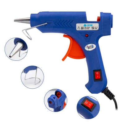 Picture of High-viscosity glue stick hot melt glue gun ,BLUE MINI 20W  20 WATT HOT MELT GLUE GUN  ON OFF SWITCH & INDICATOR-Blue
