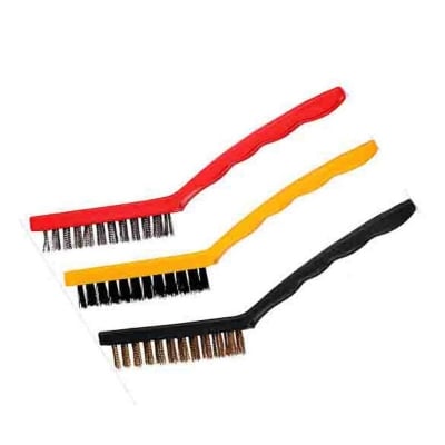 Picture of 3 Pcs Big Wire Brush Set Brass Nylon Stainless Steel Bristles Household Cleaning Brush For Stove Burner Tiles Tap - Glass Cleaner-Multicolor