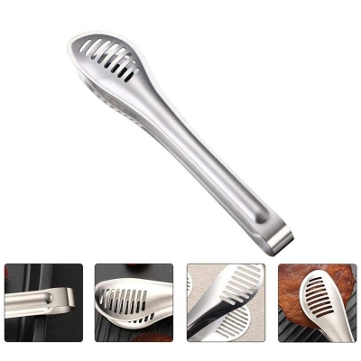 Picture of 1 Pcs Multifunctional Stainless Steel Bread Tongs Barbecue Steak Household Food Bread Tongs-Silver