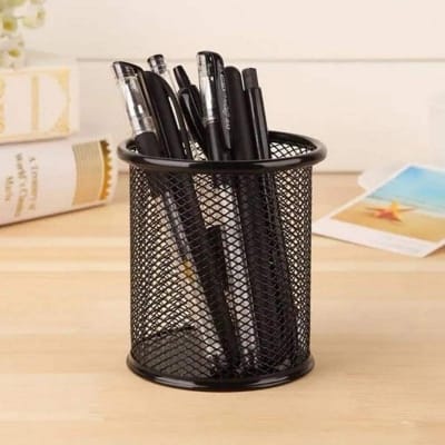 Picture of Office Space Supply Black Metal Mesh Pen Pencil Holder Desk Organizer-Black