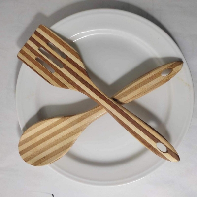 Picture of Kitchen Spoons 2-Piece Bamboo Utensil Set - Chopsticks-Brown
