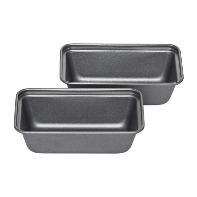 Picture of 2 pcs non-stick  square cake pan (size=L) Made of Non-Stick Black Aluminum for Home Kitchen and Catering 25 cm  x13 cm x 6 cm-Black