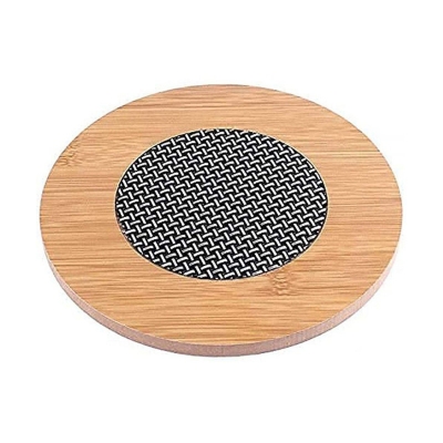 Picture of Bamboo Round Coaster for Home Pan Pot Holder for Dining Table 1 pcs (L size)-Brown