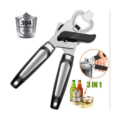Picture of Can Opener Manual, Stainless Steel Bottle Opener, Good Grips Can Opener, Easy Turn Safety - Black-Black