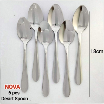 Picture of (Set Of 6) Nova Brand New Stainless Steel Desert Tea Spoon,6 Pcs Set, Silver 18Cm - Chopsticks-Silver