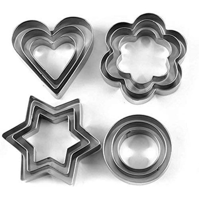 Picture of Cookie Cutter Stainless Steel Cookie Cutter with 4Shape, 12 Pieces-Silver