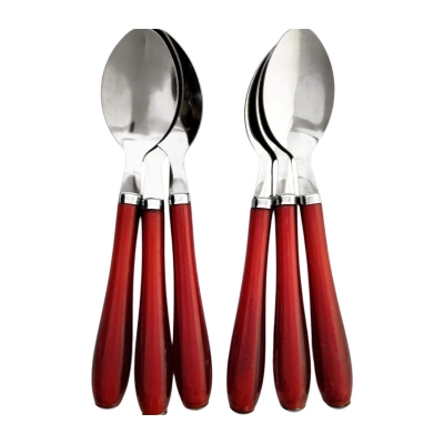 Picture of 6 Pcs Spoon (Balloon style) Set With Plastic Handle For Kitchen And Dining Table In multicolor-Multicolor