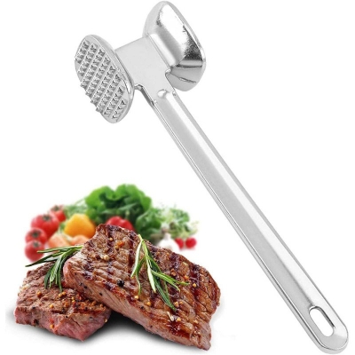 Picture of Meat Hammer Used for Steak, Chicken, Fish Meat Pounder-Silver