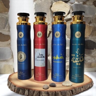 Picture of Hadia 4 Flavour Arabic Air Freshener Pack | KHALIFA, HASHIMI, MASHHOOR, AL HAYAT | 300ml Each | Home & Office