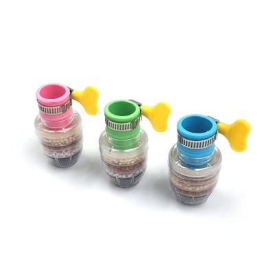 Picture of Set of 3 Universal 6-Layer Faucet Filters with Activated Carbon, Medical Stone, and Coconut Charcoal – Splash Proof Kitchen Tap Water Purifiers – Easy to Install, Detachable and Washable