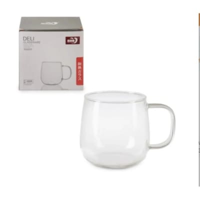 Picture of 1 pcs plain style Heat-resistant Glass Cup Coffee Cup With Handle Tea Milk Drink Mug Household Home Drinkware