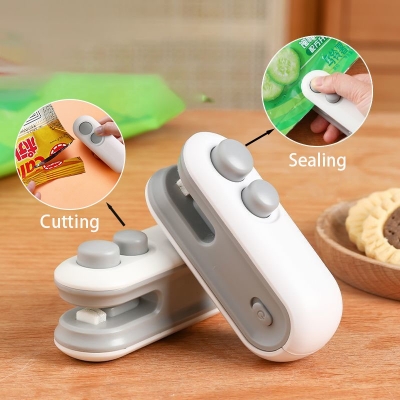 Picture of 2-in-1 USB Rechargeable Mini Heat Sealer and Cutter, Portable Handheld Food Bag Sealer Machine for Plastic Bags, Snacks, Chips, and Food Storage, Keeps Everything Fresh and Airtight at Home or Travel