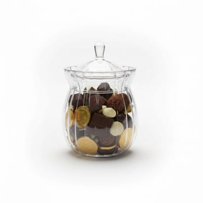 Picture of Premium Assorted Chocolate Glass Jar Gift Set Featuring Gourmet Dark Milk and White Chocolates with Gold Coins Perfect for Luxury Holiday Gifting Corporate Events and Special Celebrations Premium Confectionery Collection Pack.