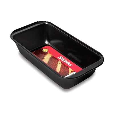 Picture of 1 pcs non-stick  square cake pan (size=L) Made of Non-Stick Black Aluminum for Home Kitchen and Catering 25 cm  x13 cm x 6 cm-Black