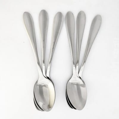 Picture of Table Spoons Set with Round Edge, 21 cm long, Tableware, Set of 6, Silver-Silver